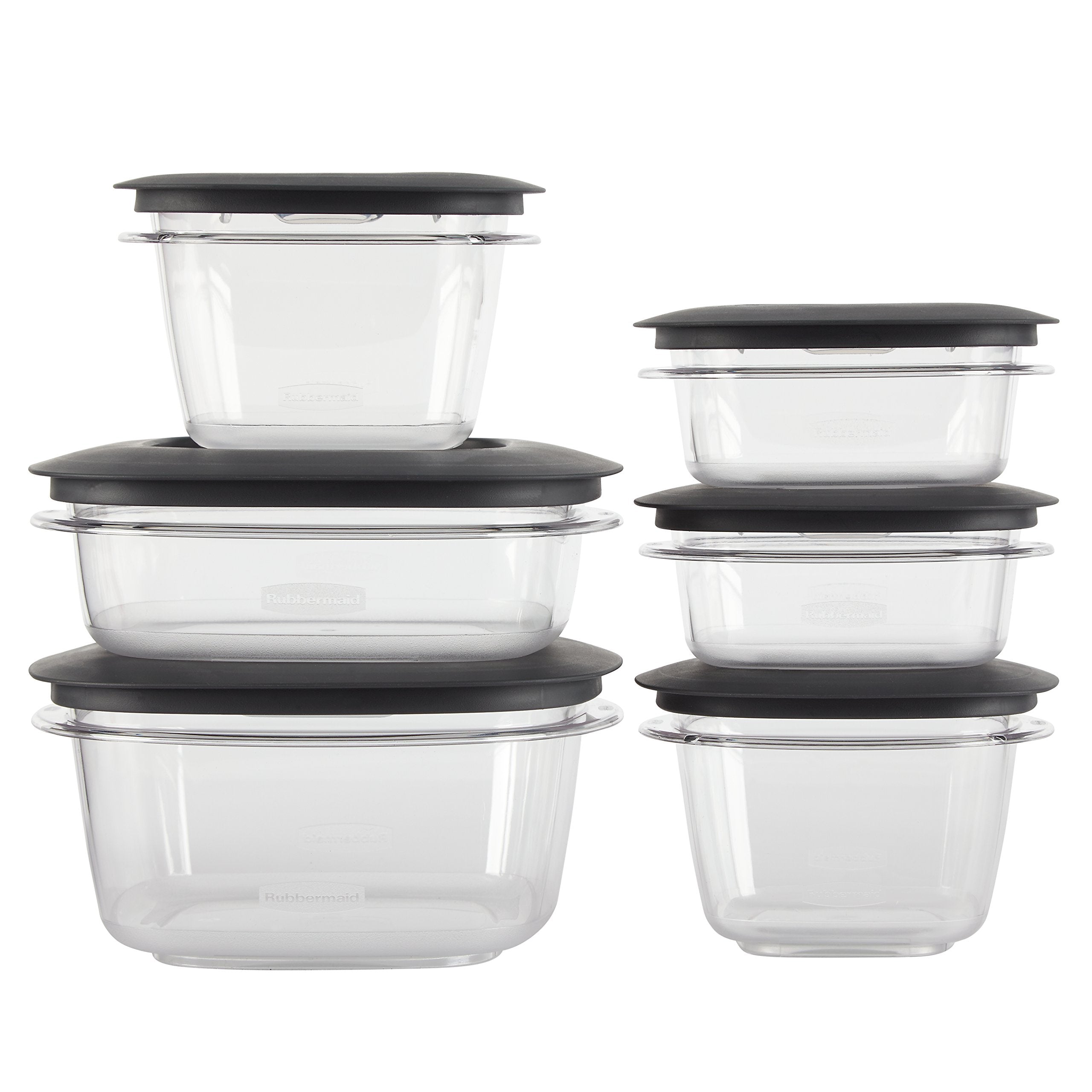 Rubbermaid Premier Easy Find Lids Meal Prep And Food Storage Containers, Set Of 6 (12 Pieces Total), Grey |Bpa-Free & Stain Resi